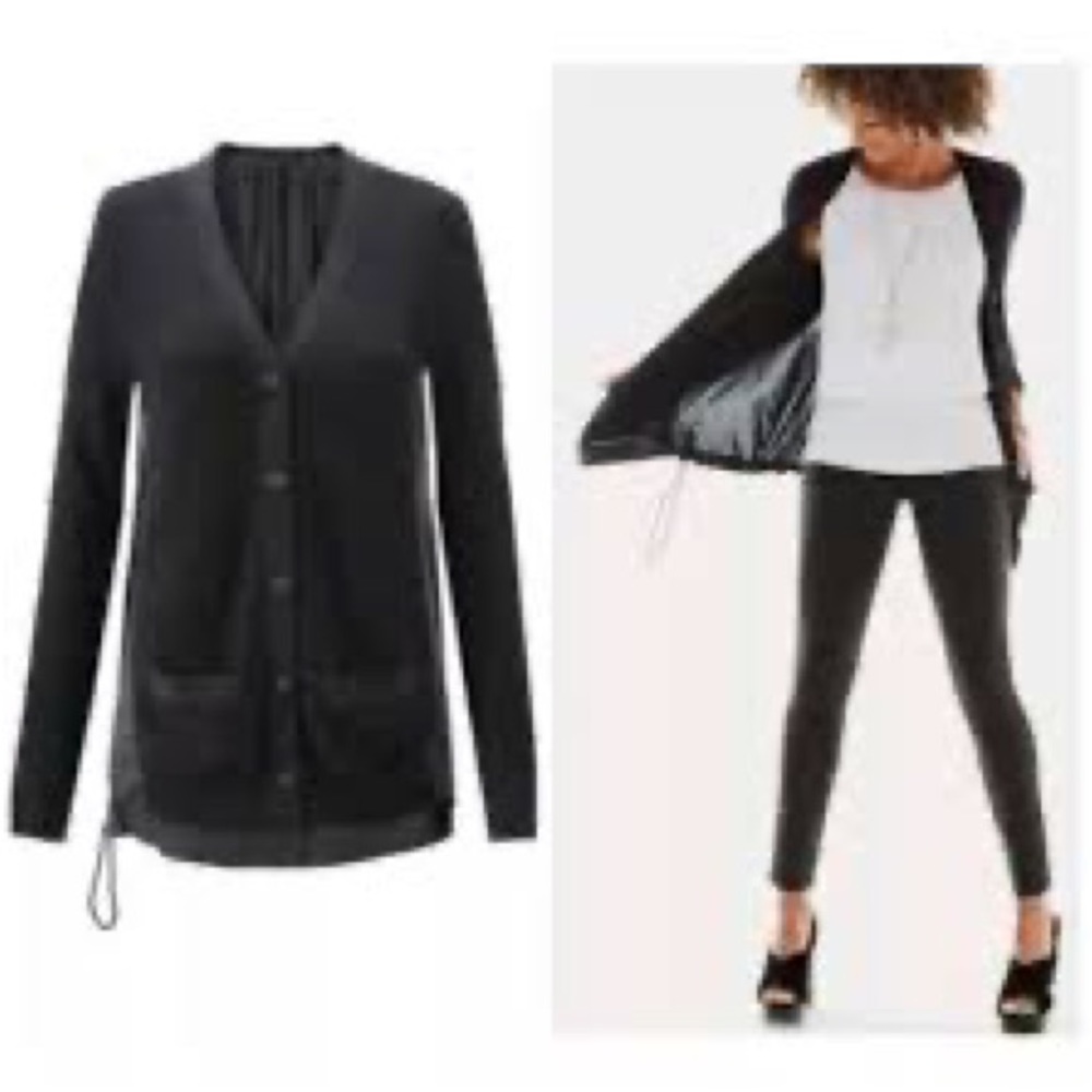 Black CAbi windbreaker cardigan.